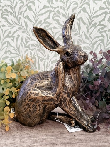 Bronzed hare rabbit figure new - hare,