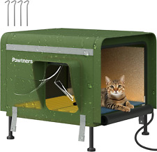 Heated Cat House for Outside, Outdoor Insulated Kitty Shelter with Heated Pad an