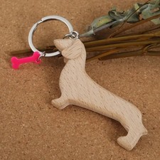 Wooden Dachshund Keyring with