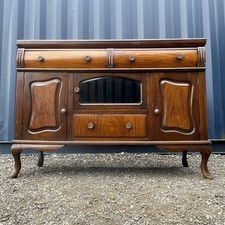 Antique Victorian Sideboard With Central Glass Door, Drawers, Cupboard & Shelf