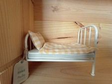 Maileg Metal bed with mattress and covers. Teddy not included