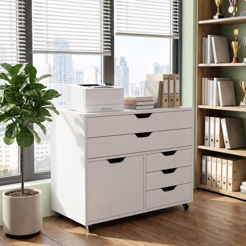 White mobile filing cabinet - white,