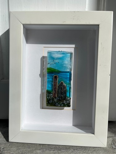 Framed fused glass coastal - glass,