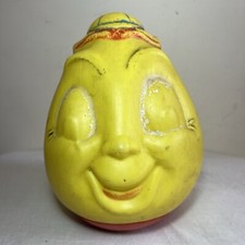Vintage MC Yellow Humpty Dumpty Egg Chime Musical toy Plastic 60s 8”