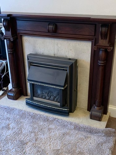 Mahogany fire surround with - mahogany,