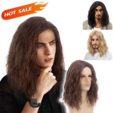 Handsome Man Long Hair Synthetic Wig Young Natural Party Cosplay Rockstar Toupee