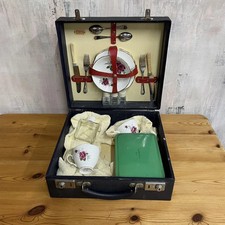 Vintage Sirram 1950s Picnic Hamper 2 Servings Cutlery Plates Cups Sandwich Box