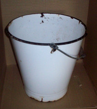 Vintage White Enamel Bucket