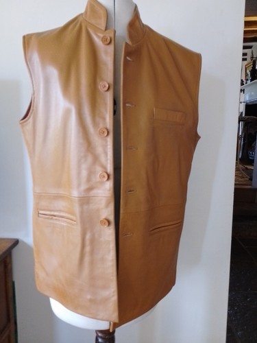 Mens tan soft - leather, gilet