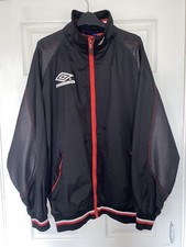 Men’s Vintage 90s Umbro Full Zip Training Jacket Black Red Size XL