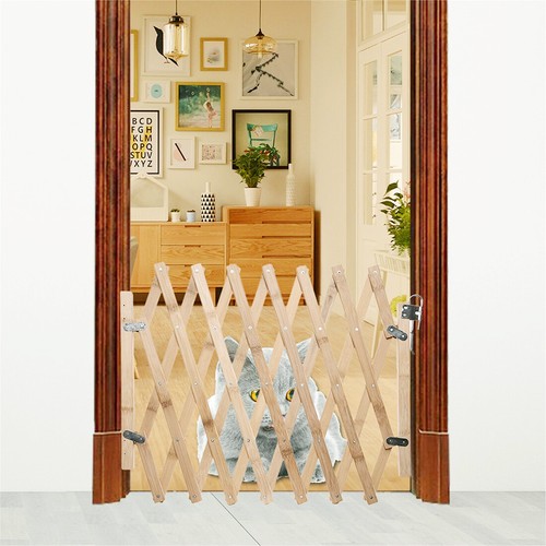 Retractable wooden dog gate - wooden,