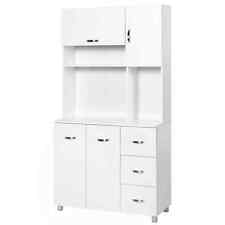 Freestanding Kitchen Storage Cabinet Cupboard Adjustable Shelves Drawers White