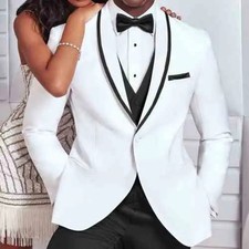 White Mens Suits Formal Groom Bestman Workwear Custom Made New Wedding Tuxedo