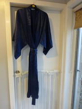 Pure Silk Navy Kimono Dressing Gown Robe 56" Long One Size fits up to 44" Chest