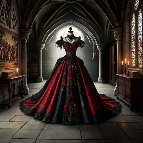 Retro gothic wedding dress - gothic,