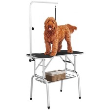 PawHut Foldable Grooming Table w/ Leash - Black, Refurbished