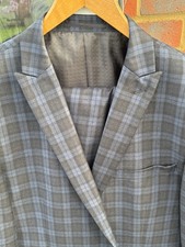 Men's Navy Blue Check Suit by