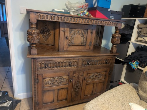 Antique oak court - antique, cupboard