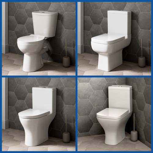 Close coupled bathroom toilet - close,
