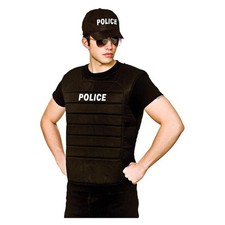 Mens Police Vest + Cap Set Cop