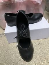Black PU Low Heel Tap Dance Shoes toe taps Size 4 adult