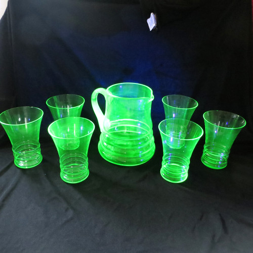 Vintage uranium glass jug - &, 6