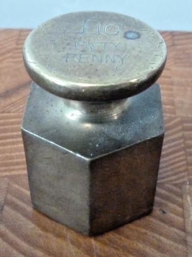 Vintage brass bank weight - vintage,