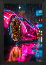 Pink Lamborghini in the Rain