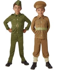 Kids WW1 WW2 Solider Boys Fancy Dress World War One Child Uniform Army Costume