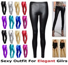 Black Wet Look Leggings High