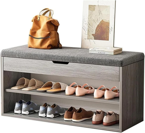 Wooden shoe storage bench - storage, with