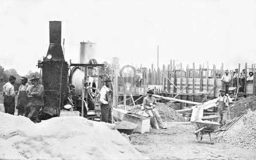 Men working steam powered - working,