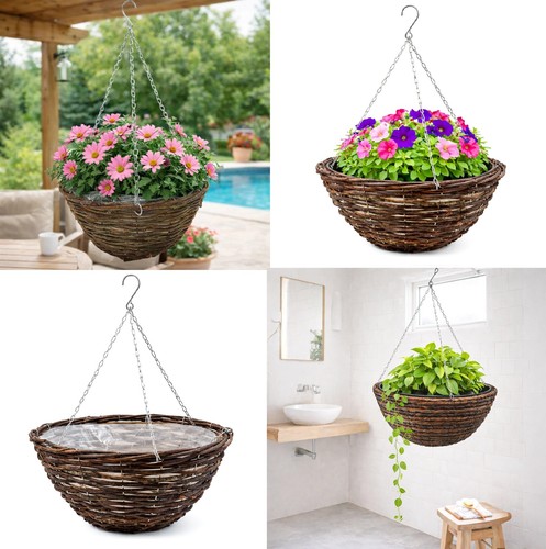 Hanging wicker baskets dark - hanging,