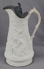 British Edward Walley Death of Abel Smear Glazed Stoneware 11 3/4 Inch Pitcher