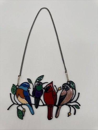 Stained glass birds - on, branch