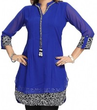 Stylish Kurti Ladies Dress Ethnic Ethnic Wear Fashion Top SC1030 Blue Free Deliv
