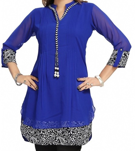 Ladies blue kurti tunic top - blue,