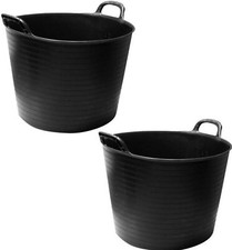 PACK OF 2 42L BLACK FLEXI TUB