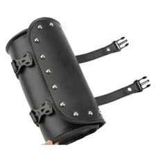 Waterproof Motorcycle Handlebar Leather Saddlebag Roll Barrel Tool Bag Black
