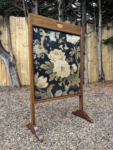 Antique fire screen guard oak - fire,