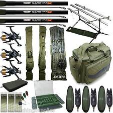 Carp Fishing Starter set up 3 Rods 3 Reels Bag Alarms Bag Tackle Box 3+3 Holdall