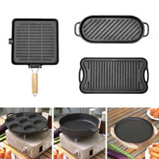 Non Stick Cast Iron Frying Pan Grill Skillet Griddle Plate Steak Fry Pan Pancake