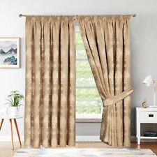 Luxury Pencil Pleat Curtain Fully Lined Jacquard Pair Panel Ready Made 2 Tieback