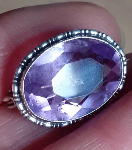 Silver amethyst brooch antique - amethyst,