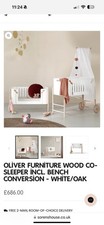 Oliver Furniture Wood Co-Sleeper / Bedside Crib / Bench Conversion - W11 coll‘n