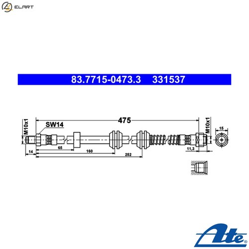 Brake hose 7715 - hose, 83.7715-0473.3