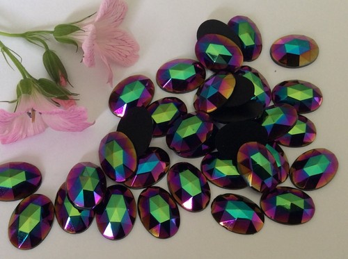 Jet purple cabochon 14x10mm - jet/purple,