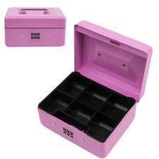 Time to Sparkle 6" Metal Cash Box in Steel Metal Cash Safe Security Petty Tin