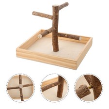 Bird Perch Stand Wooden Portable Parrot Playground Play Gym Training Toy