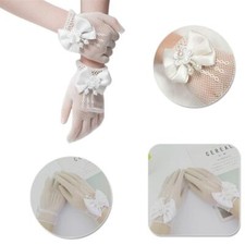 Kids Cream Lace Fisnet Gloves